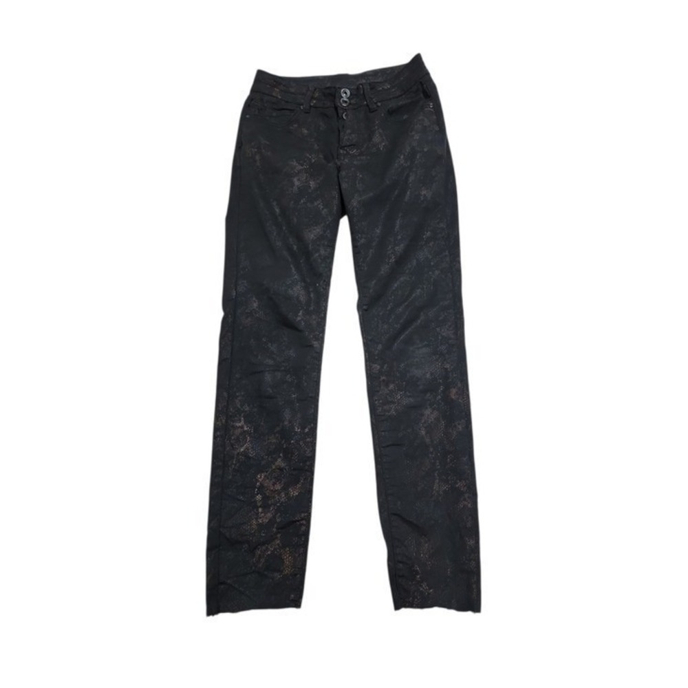 Six Denim Skinny Pants Women Size 6 Black Snakeskin  Edgy Glam Streetwear
